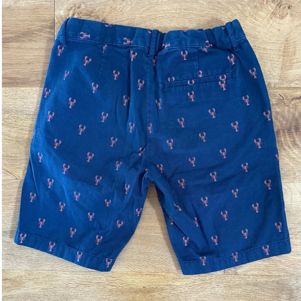 Crewcuts J.Crew Boys Navy Blue Lobster Print Chino Shorts Size 8 Nautical Preppy